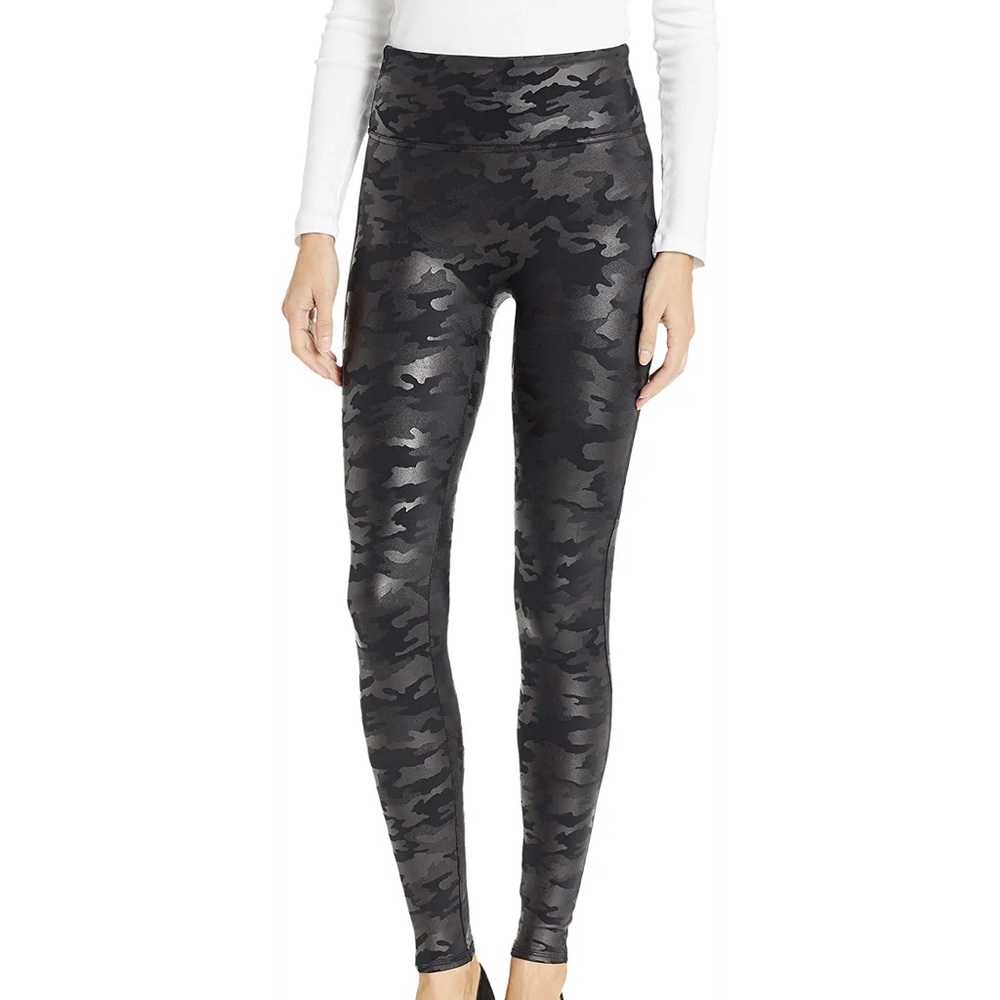 Spanx Faux Leather Camo Leggings NWT